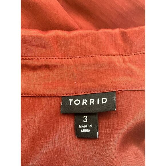 Torrid Womens 3X Button Front Blouse Copper Sleeveless Elastic Waist Collared - Picture 9 of 12